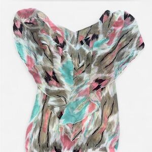 New Directions Multicolor Abstract Blouse